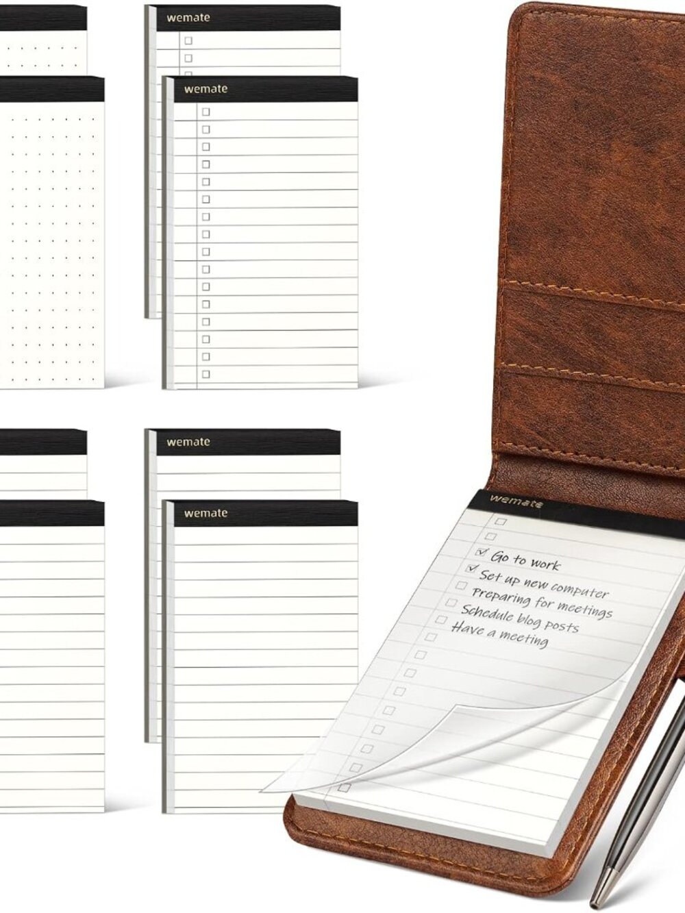Pocket Notebook with Pen, 10 Piece Pocket Notebook Set Brown